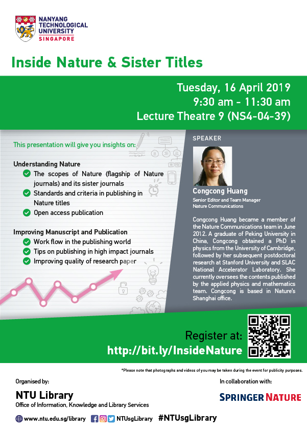 Invitation from the NTU Library: Nature Publishing Talk